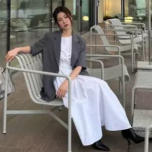 [LAP](마산점)(SET-아우터)뒤트임 오버핏 반팔 재킷 AS2EJ460