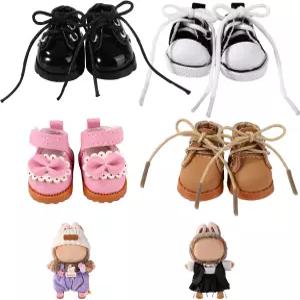 7cm 인형 신발 4켤레 4스타일 PVC 소재 패션 섬세하고 귀여운 미니 의상 액세서리에는 가죽 캔버스