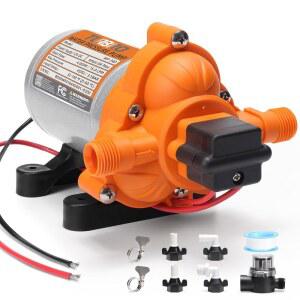 TURBRO 4.0 GPM 45 psi RV 워터 펌프, 12V DC 자가 프라이밍 다이어프램 압력 스위치 및 과열 방지 기능이 있는 수압 RV, 해양, 보트, 요트, 캠핑카, 정원, 관개용