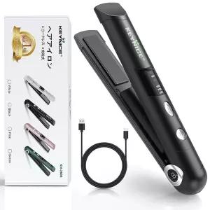 KEYNICE 무선 헤어 다리미 스트레이트 컬 2way 미니 운반 USB 충전식 Type-C 3단계 온도 조절 MAX205℃