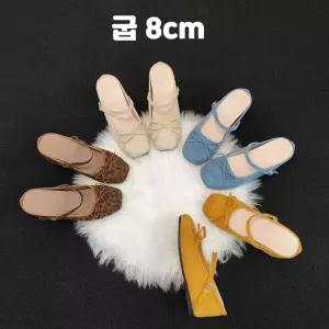메리제인 웨지 뮬 샌들 8cm 키높이 통굽 가보시 플랬폼 쌔무 스웨이드 리본 발레코어 스퀘