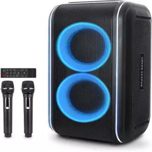 GKD62 노래방 기기 400W 휴대용 블루투스 파티 스피커 무선 마이크 2개 AI 보컬 제거 및 우선순위 레코드
