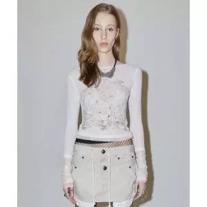스컬프터 Trip르 Lace Layered T이이 Ivory