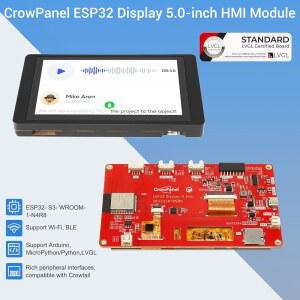 엘레크로우 ESP32 MICROPYTHON과 베이직 LCD PLATFORMIO 호환 가능 HMI 프로세서 800 32비트 터치스크린 240MHZ 포함 아두이노 LX6 480 듀얼 LVGL RGB 디스플레이 아크릴 최대 케이스 코어 5인치 TFT