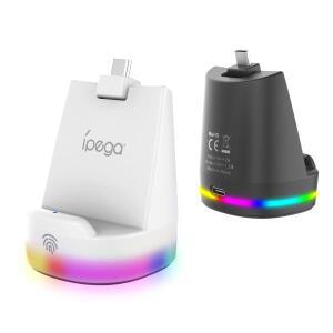 생생한 RGB 조명 효과, 마그네틱 접촉 충전 및 하단 미끄럼 방지 패드를 갖춘 PS5 포털용 IPEGA  스탠드