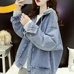 블랙팬서 빈티지 춘추 여성용 청 후드 패션 자켓 코트 빅사이즈 OPH3