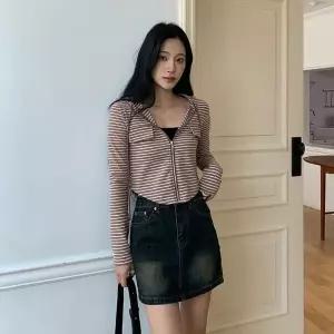 여성 후디 집업 단가라 세미크롭 디자인 후드 후드티