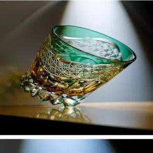 루이즈윤 에도 키리코 와인잔 일본식 핸드 블로우 8oz-240ml 반투명 위스키-콕테일-보드카-비어 드링킹웨어