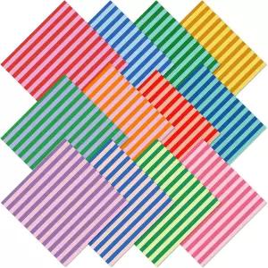 Whaline 12개 컬러 면직물 묶음 지방 4분의 1 다색 스트라이프 재봉 원단 봄 DIY 공예 파티 장식 18 x 22