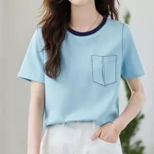 스티치 포켓 배색 티셔츠 C26BTS118