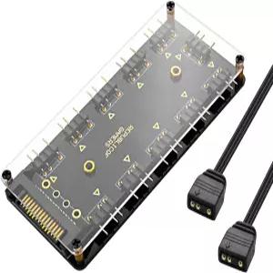 메이리파 5V 3핀 ARGB 스플리터 허브 PC 팬 쿨러용 50CM 연장 코드/SATA 전원 케이블 어댑터를 갖춘