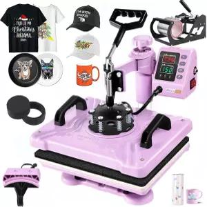 AKEYDIY 5 in 1 히트 프레스 기계 티셔츠 프로페셔널 스윙 어웨이 디지털 콤보 12인치 x 15인치 360도 회전