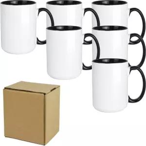 블랙 인사이드와 핸들이 있는 Submation Mug 15oz 투 톤 브라운 우편 주문 상자가 Coffee 6개입 케이스
