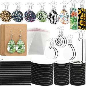 후크 점프 링 이어 플러그 카드 홀더 및 DIY 제작을 위한 투명 포장 가방 미완성 MDF 귀걸이가 포함된