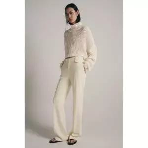 ZARA 크롭 하이넥 스웨터 - 크림