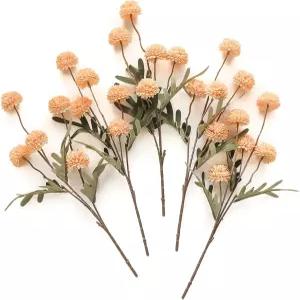 플로룸 5pcs 살구 복숭아 가짜 실크 엄마 인조 꽃 DIY 웨딩 센터피스 꽃꽂이 꽃병 채우기 홈 데코레이션