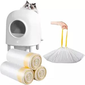 60 카운트 고양이 깔때기 팬 라이너 - 매우 두껍고 무거운 29.6 X12.6 가방 무향 클린페톰 셀프 클리닝 및