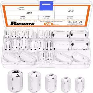 28Pcs 5사이즈 흰색 클립온 페라이트 링 코어 구색 키트 RFI EMI 비드 소음 억제 필터 케이블 3.5mm 직경