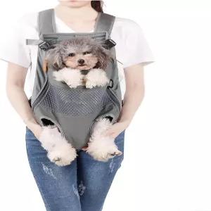 라이프유니온 소형견 고양이 오토바이 하이킹 워킹(그레이)을 위한 반려견 캐리어 백팩 핸즈프리 조절형
