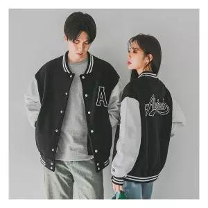 앨빈클로 버튼 다운 베이스볼 바시티 자켓 AZH519