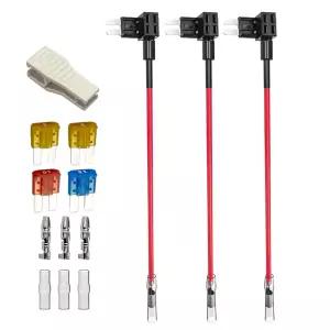 게빌데트 3개 12V-24V 회로 추가 마이크로2 퓨즈 탭 와이어 하네스가 있는 돼지 뒷날 홀더 2 4개 5A 10A