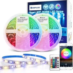 GIIDALED 스마트 32.8피트 WiFi RGBW LED 스트립 라이트 키트 알렉사 구글 어시스턴트와 호환 음성 제어