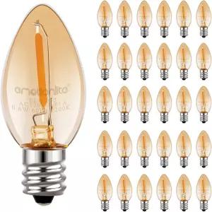 이모탈라이트 야간 전구 앰버 LED C7 4W-7W 등가 E12 칸델라브라 베이스 소금 램프 및 조명 교체 0.5W