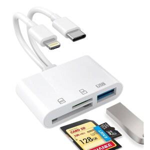 아이폰호환 아이패드호환 Lightning 듀얼 포트 SD 카드 어댑터용 USB C 리더 카메라 메모리 Micro 3.0 플러그 앤 플레이 지원