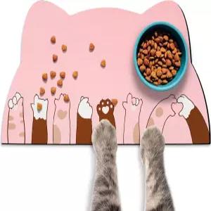 반려동물 사료 매트 - 흡수성 고양이 및 물 핑크 17.7 9.8인치