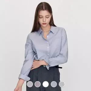 봄코디 간절기룩 지오다노 345902 여 옥스포드 긴팔 셔츠
