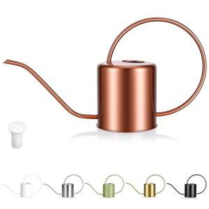 식물 물뿌리개, 50온스/1500ml 스테인리스 스틸 메탈 - 실내 화분, 분재, 정원 꽃, 구리를 위한 긴 스파우트가 있는 현대 장식품