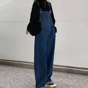 여자 멜빵바지 데님 점프수트 청멜빵바지 봄패션 코디 L(66)