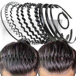 6pcs 패션 웨이브 남성 여성 unisex 검은 물결 밴드 스포츠 모양의 헤어 쓰고 모자를 머리띠 머리 선물 액세서리 후프
