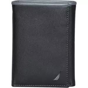 Nautica 남성용 삼단 지갑 | RFID Blocking 프로텍션 ID Window 카드 슬롯 천연 가죽 내구성 293489
