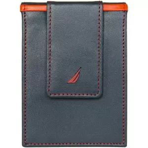 Nautica 남성용 슬림 지갑 | 카드케이스 카드지갑 RFID Blocking ID Window 미니멀리스트 경량 천연 가죽 2