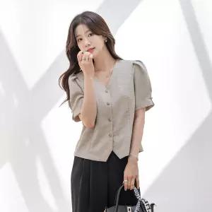 젠디시 퍼프 반팔 블라우스