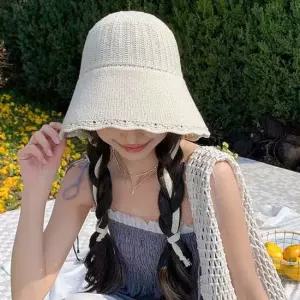 내츄럴 레이스 스트랩 니트 보닛햇 여성 여름모자 보닛햇