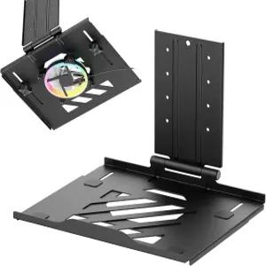 VESA 75x75 모니터 암과 호환되는 120mm 팬을 지원하는 AVLT 조절식 노트북 트레이 - 최대 17인치 적합