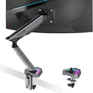 ARES 윙 RGB 싱글 모니터 암 데스크 마운트 17-45인치 평면 및 곡면 35.2파운드의 무거운 무게 클램프