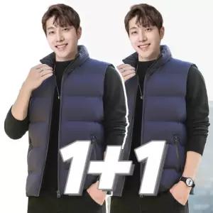 BAZE 1+1 남자 경량 베스트 간절기 방한 등산 낚시 조끼 점퍼