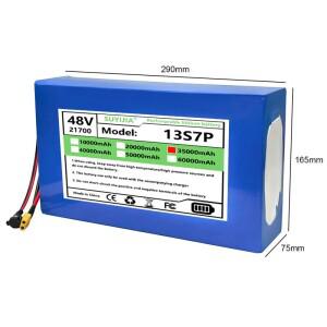 리튬 배터리 48V 35ah 13s7p 21700, 54.6v 800w 1000w 1440w, 내장형 BMS 30a, 회로 보호, 세금 없음