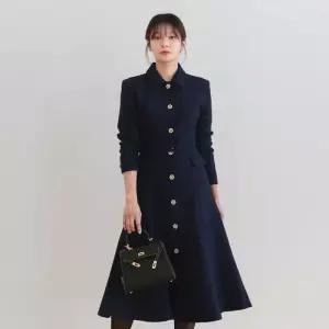 시크라인 (~XXL까지) 리히트 카라 벨트 트위드 플레어 원피스 겨울 오피스룩 하객룩 연말룩 모임룩 파티룩