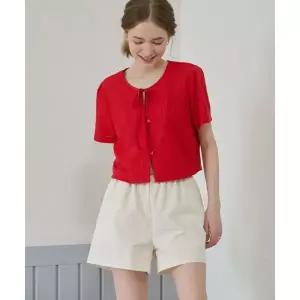 드로우핏 우먼 DRAWFIT WOMEN 리본 크로셰 크롭 가디건 RED DFWMSH4204RD 392010