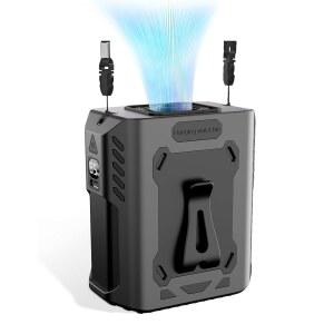 EHWZ 허리 팬 업그레이드된 AI 맥스 25시간 근무 시간 8000mAh 배터리 장착 5단 강풍 손전등 휴대용 벨트
