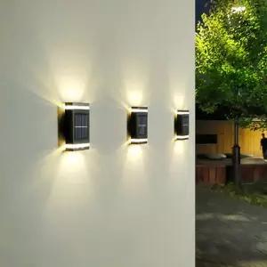 6LED 야외 태양광 램프 방수 울타리 테라스 빌라 정원 세척 위아래 조명 외부 White light 1pc