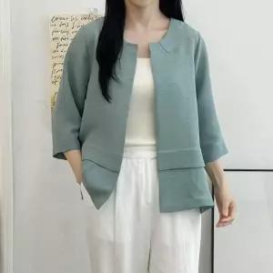 옷자락 여자 봄 여름 중년 오피스룩 노카라 7부 포멀 자켓1281364