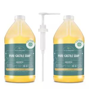 WHOLENATURALS Pure Castile 비누 액체 EWG 인증 및 인증된 팜 오일 프리 무향 천연 순하고 부드러운 GMO