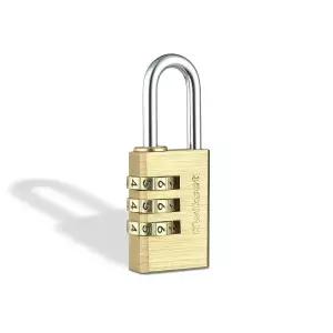 Kwikset 황동 재설정 가능한 3자리 조합 자물쇠 실내 실외 사물함 및 캐비닛 잠금 치 3.2cm1-18x2.54cm 바