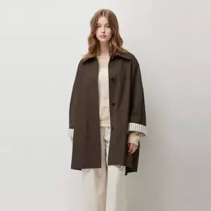 SISLEY 플래닛 소매 턴업 탈착카라 싱글 트렌치 코트_SACT40561BR 972043