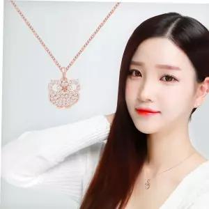 여성목걸이 링부엉이 로즈골드 큐빅 체인 패션 목걸이 14KGP